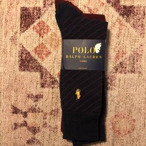 Polo Ralph Lauren stripes & Solid Dress Socks 2 Pack Men's Sock Size: 10-13.